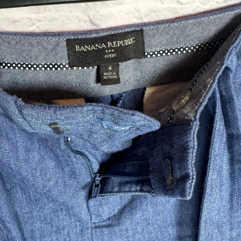 Banana Republic Avery Tie Waist Linen Blend Ankle Pant‎ Blue Size 4